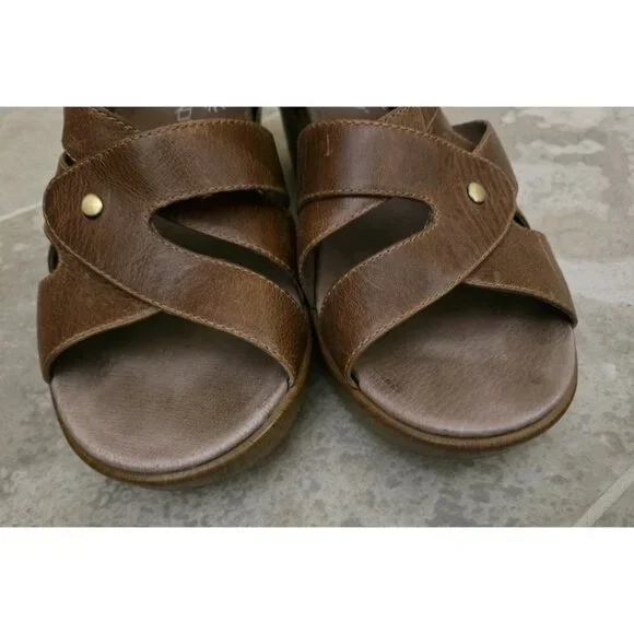 Dansko Brown Leather Sandals Wedges Womens 40 US 9.5 Clogs Slingback - Picture 3 of 7